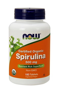 Now Foods, Сертифицированная органическая спирулина, 500 мг, 180 таблеток - фото 5641