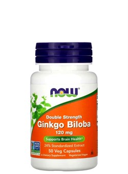 Now Foods, Ginkgo Biloba, Double Strength, 120 mg 50 капс. - фото 5896