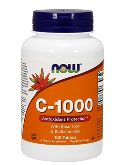 NOW C-1000 + Rose Hips + Bioflavonoids, 100 Табл. - фото 5965