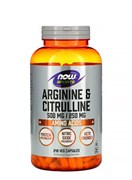 NOW L-Arginine 500 mg.  Citrulline 250 mg., 240 caps.
