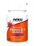 NOW Vitamin D-3 50,000 IU,  50 softgels.