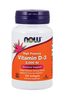 NOW Vitamin D-3   2,000 IU,  120 softgels.