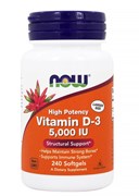 NOW Vitamin D-3   5,000 IU,  240 softgels.